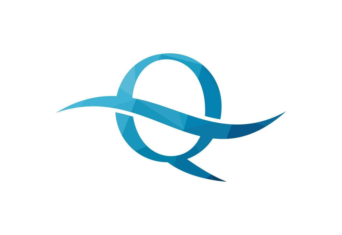 Low Poly and Letter Q logo design template, Vector illustration