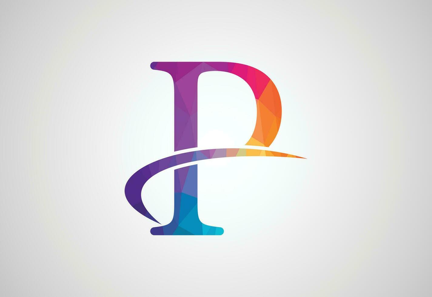 Low Poly and Letter P logo design template, Vector illustration