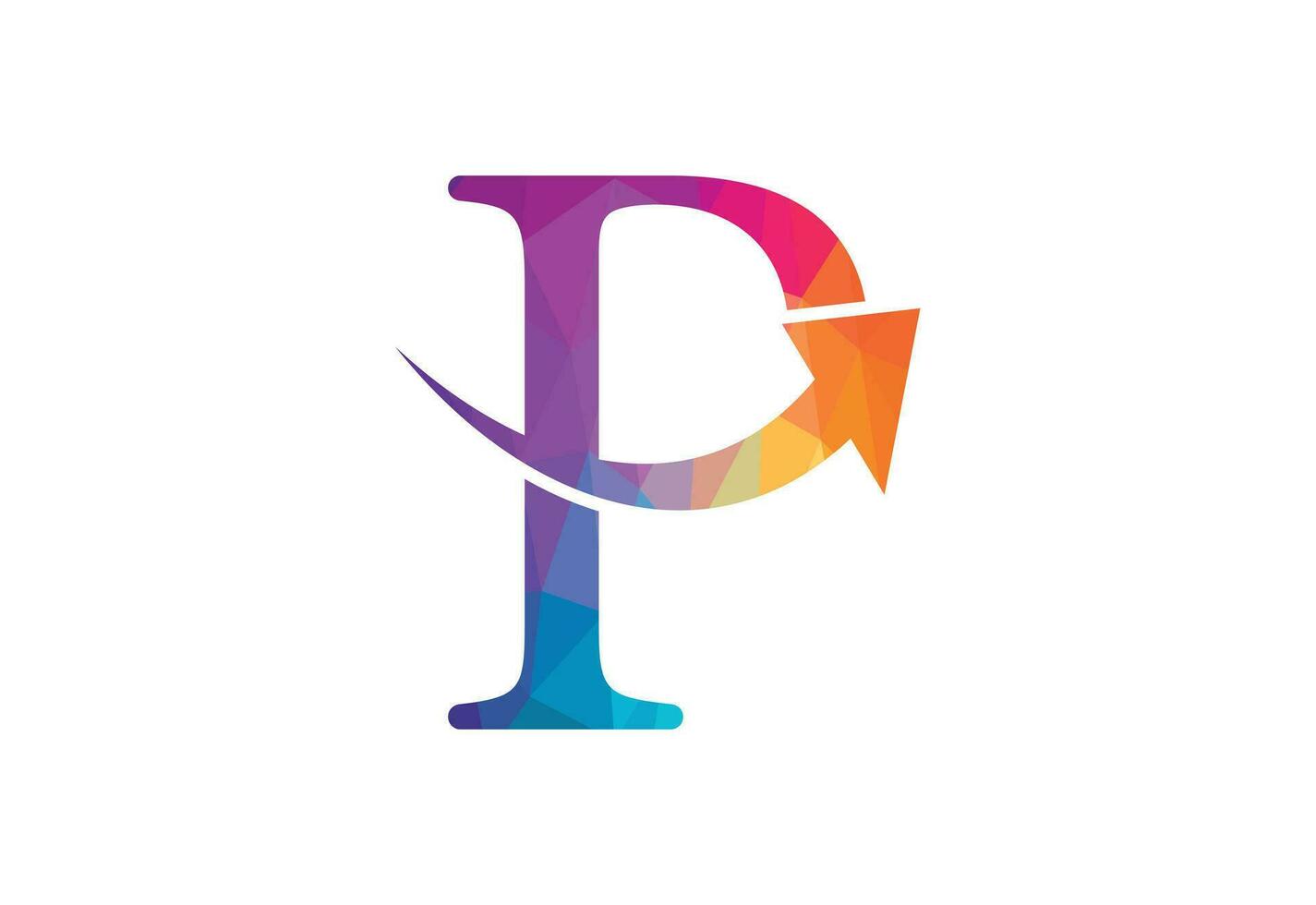 Low Poly and Letter P logo design template, Vector illustration