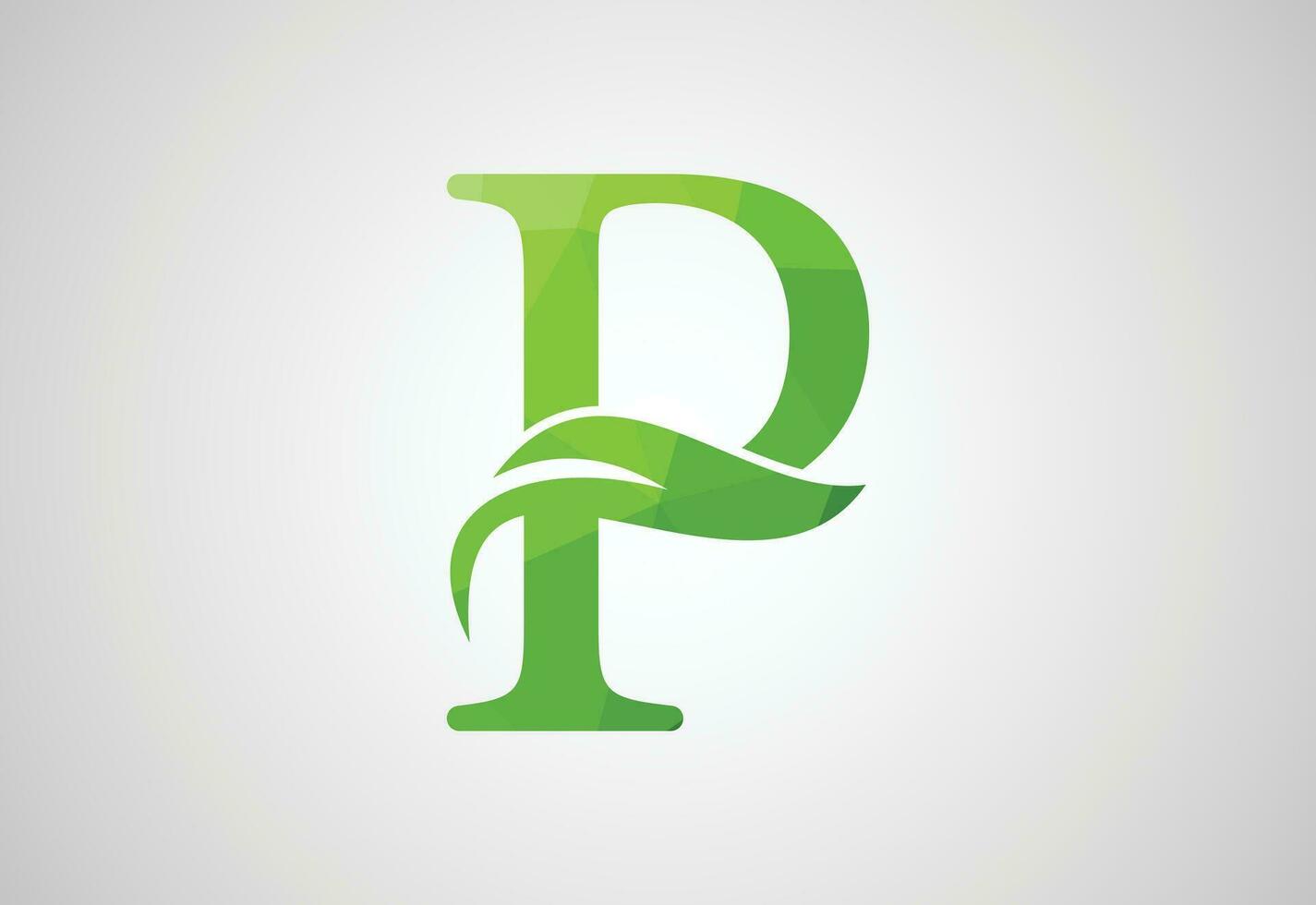 Low Poly and Letter P logo design template, Vector illustration