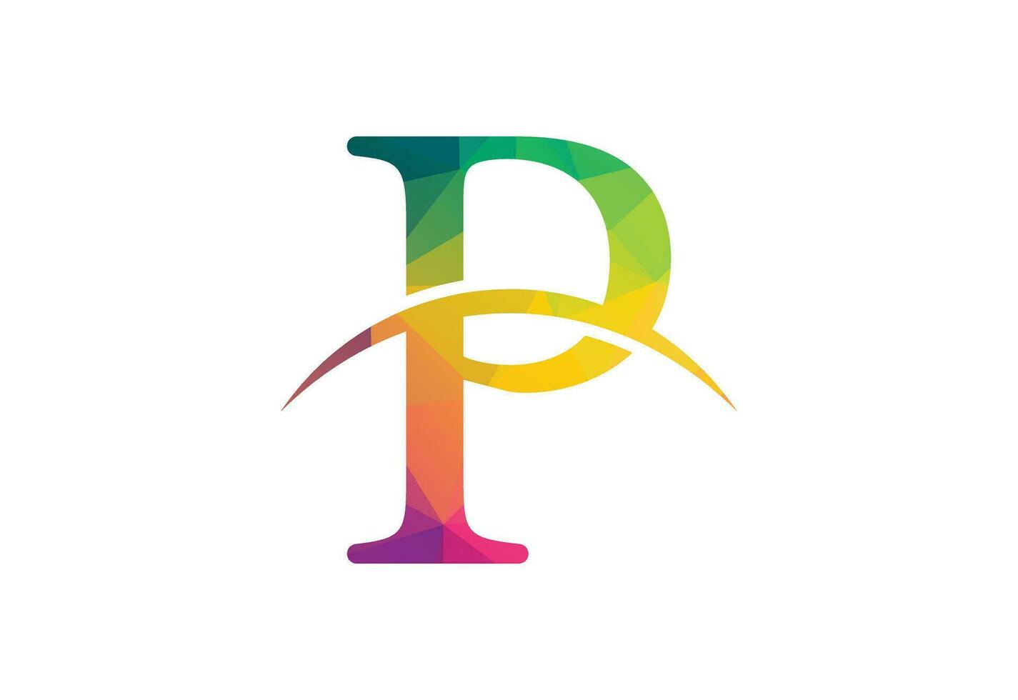 Low Poly and Letter P logo design template, Vector illustration