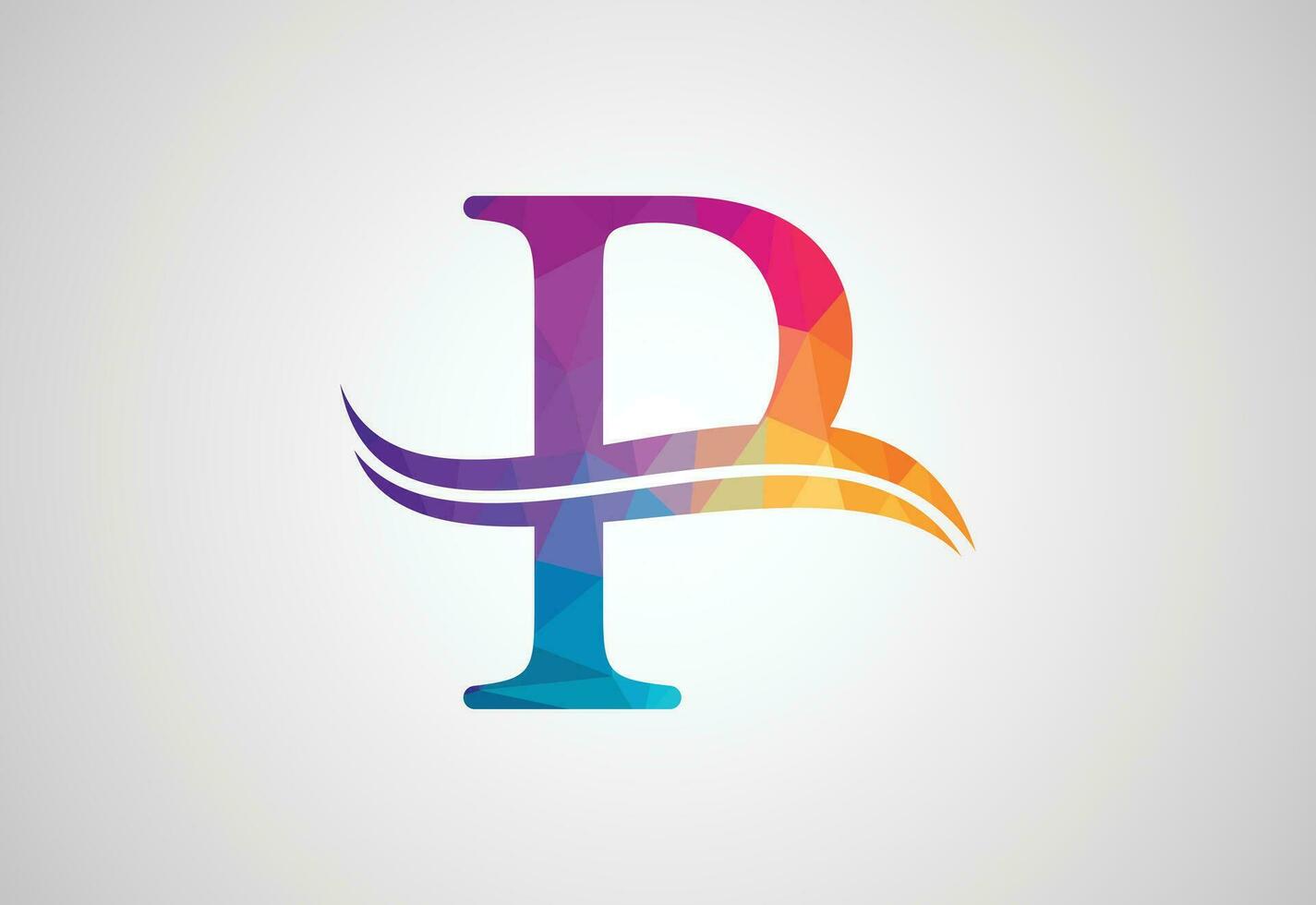 Low Poly and Letter P logo design template, Vector illustration