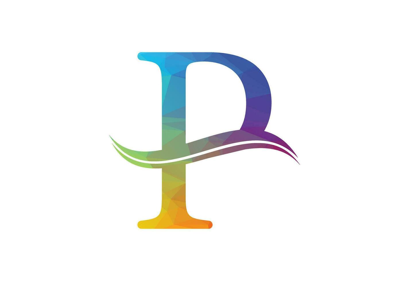 Low Poly and Letter P logo design template, Vector illustration