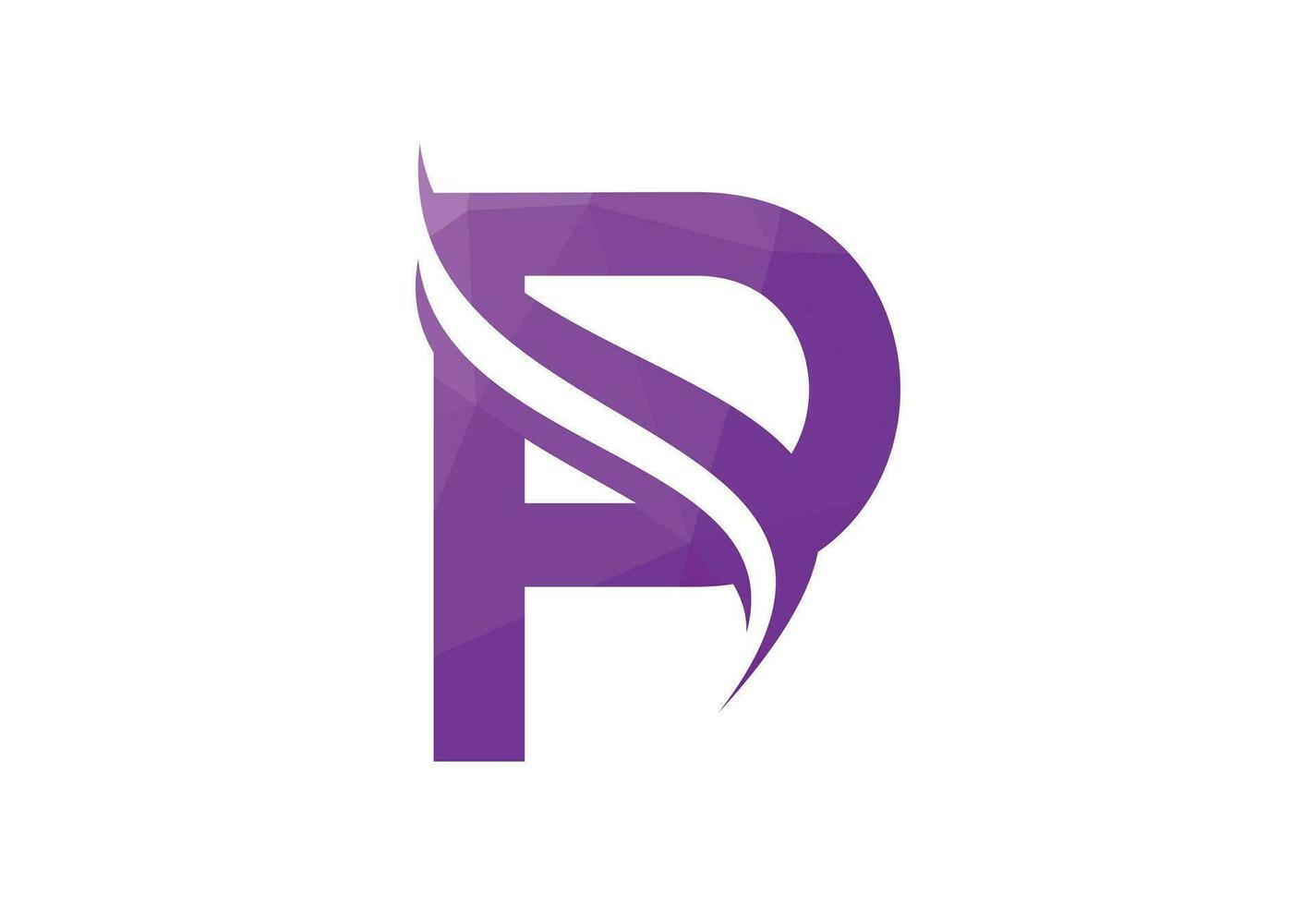 Low Poly and Letter P logo design template, Vector illustration