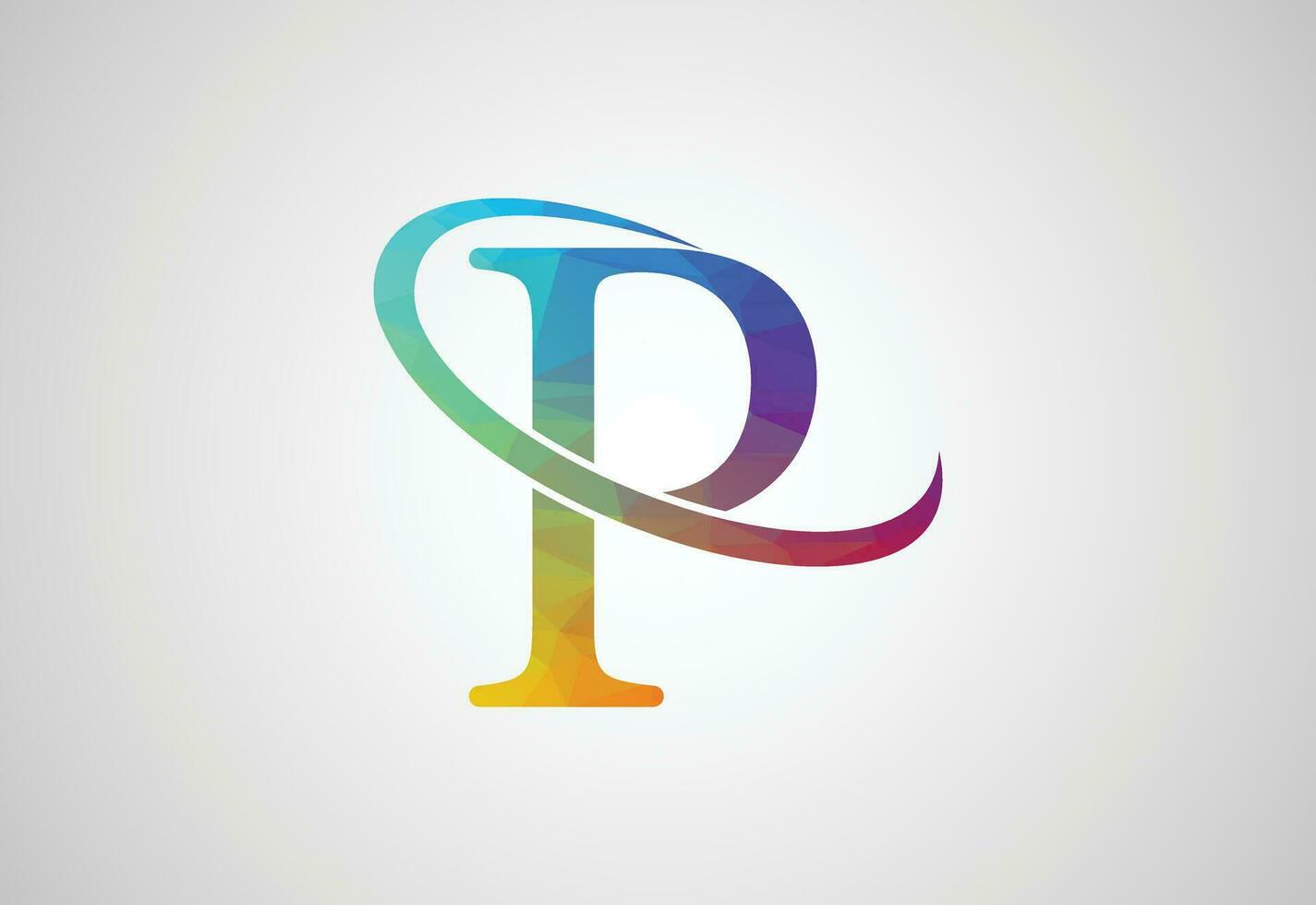 Low Poly and Letter P logo design template, Vector illustration