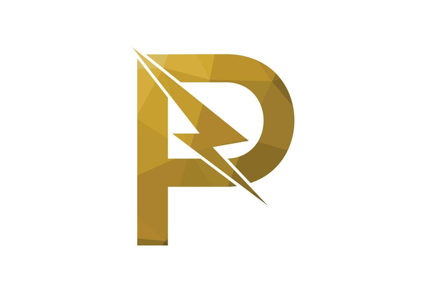 Low Poly and Letter P logo design template, Vector illustration