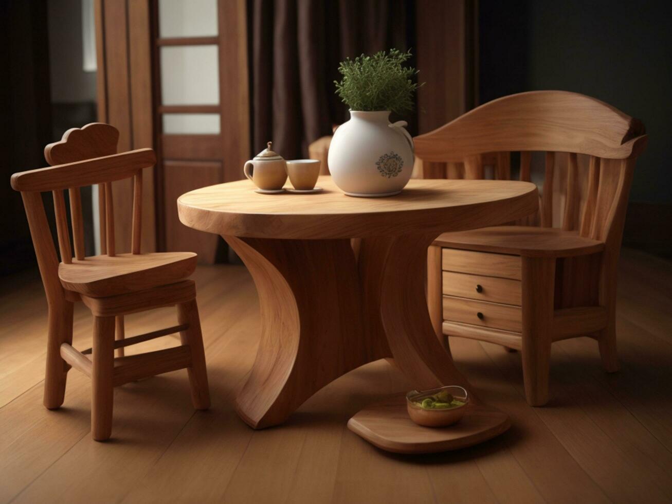 Living room furniture from original wood,ai generative photo