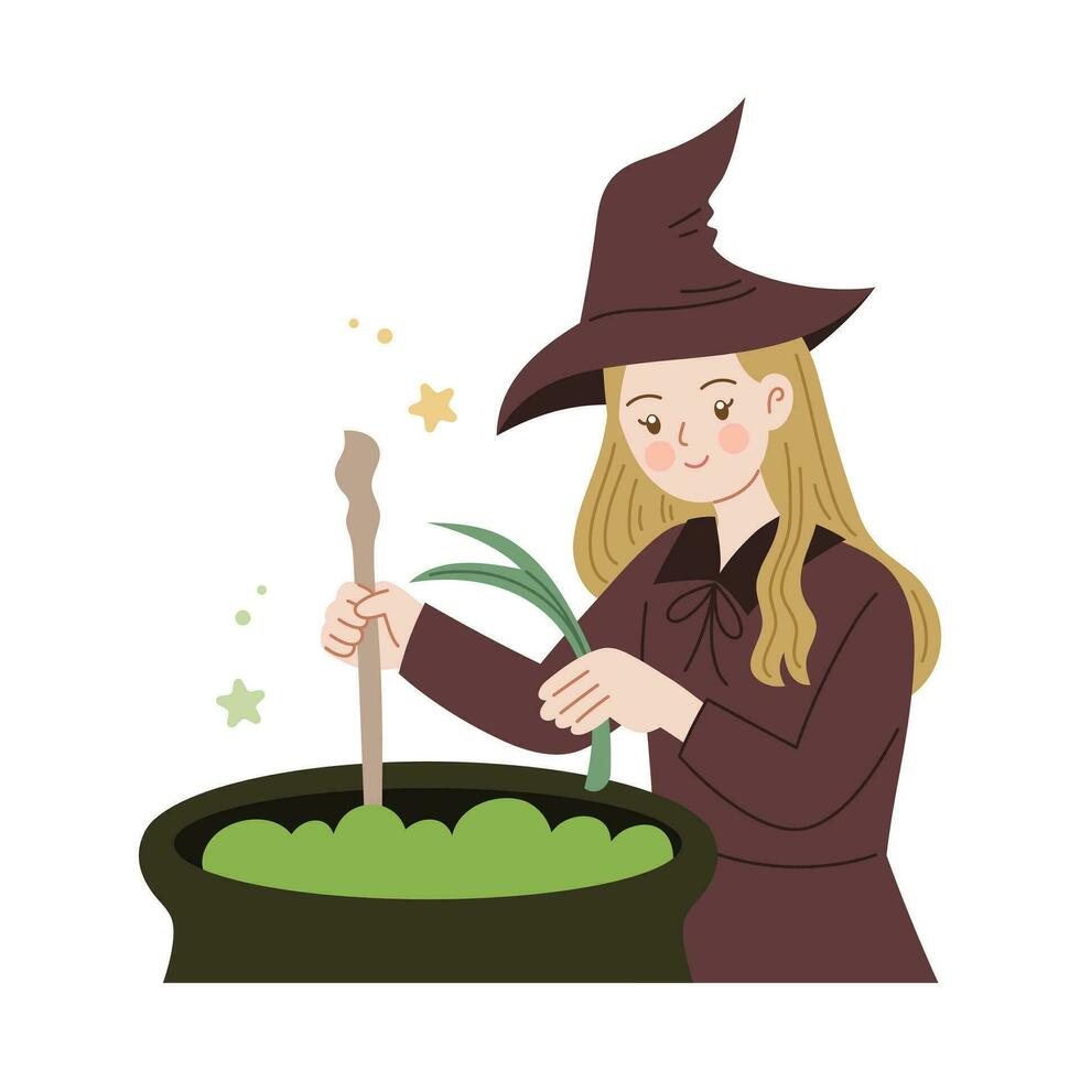 cartoon halloween witch illustration vector flat concept