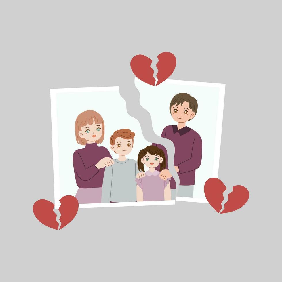 illustrations of unhappy divorce family vector