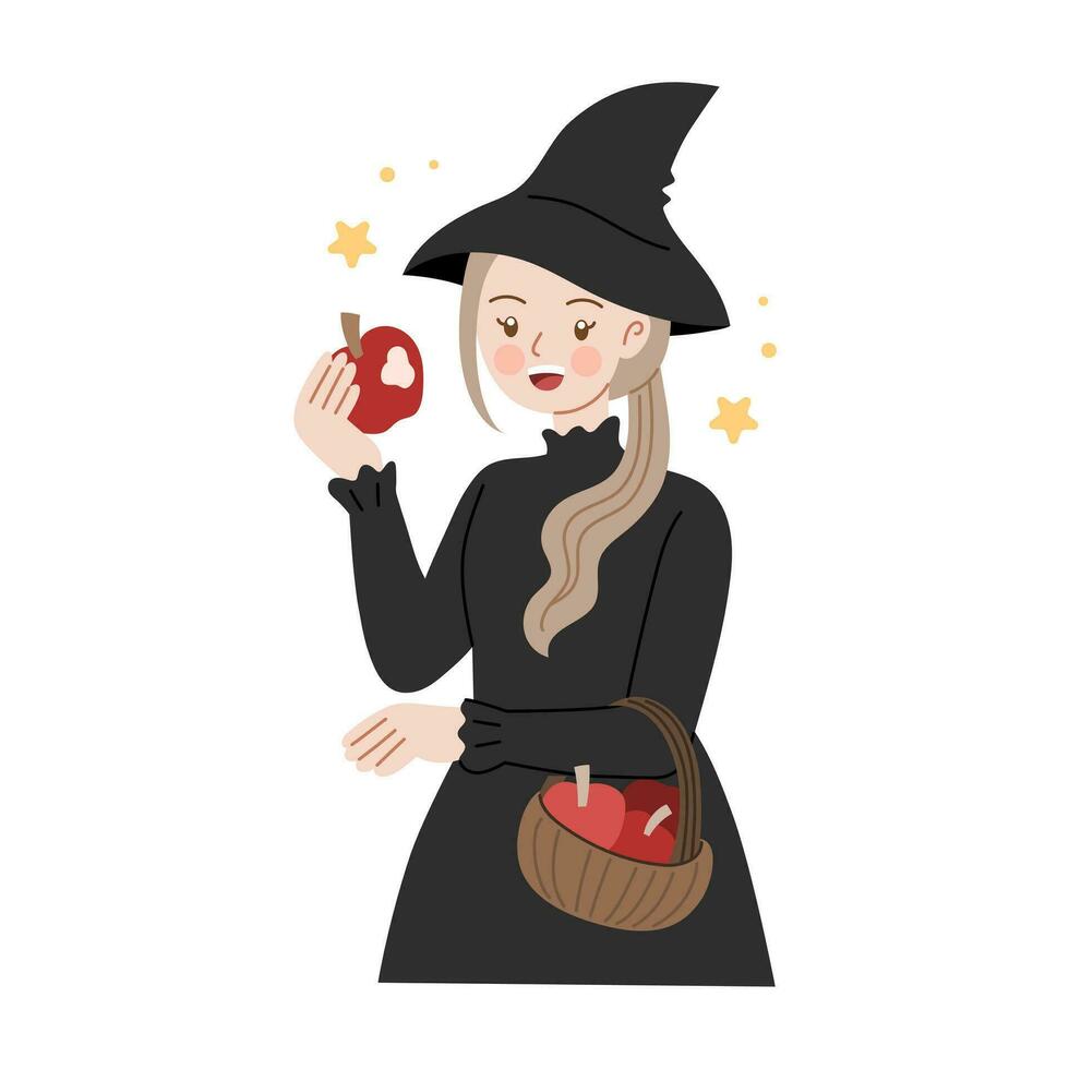 cartoon halloween witch illustration vector flat concept