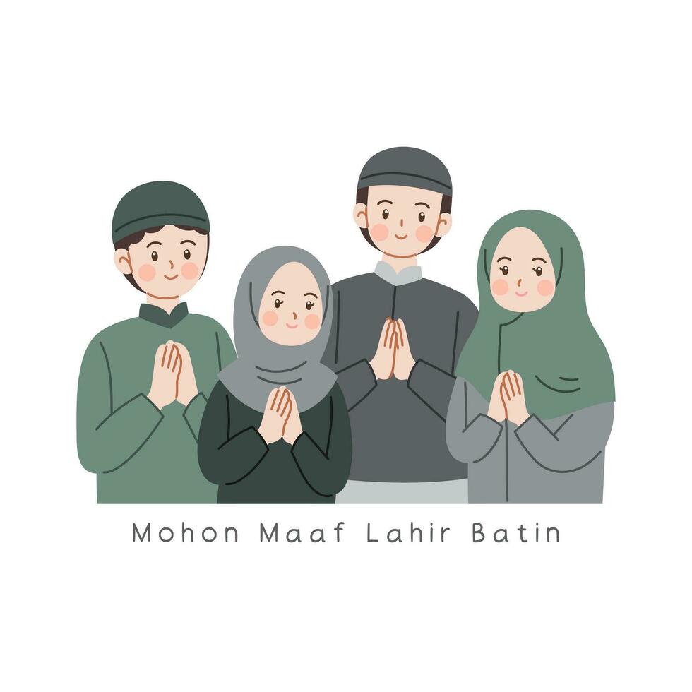 Cute joyful happy muslim friendship vector