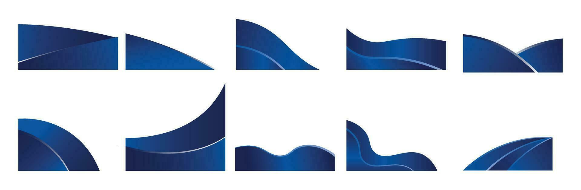 Set of Blue Corner Template. Corner Ribbons Banner Decoration. Vector Illustration