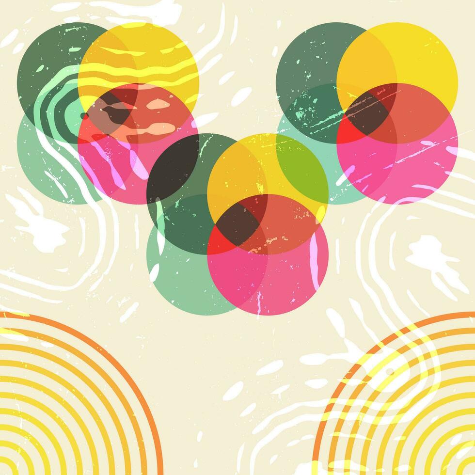 Risograph design. Geometric and abstract objects with riso print effect. Vector. vector