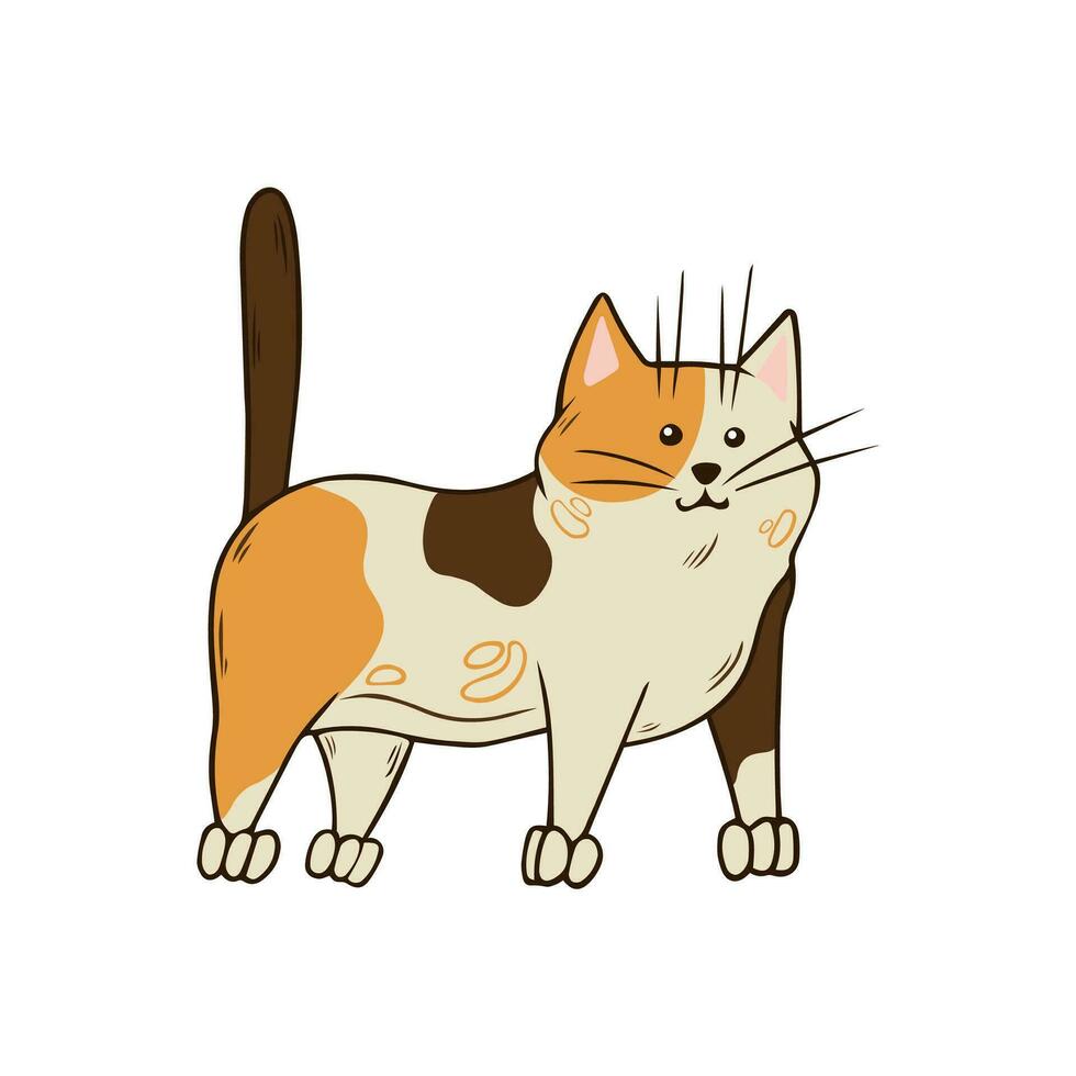 Cute cat. Kitten in hand drawn style. Vector illustration isolated on white background