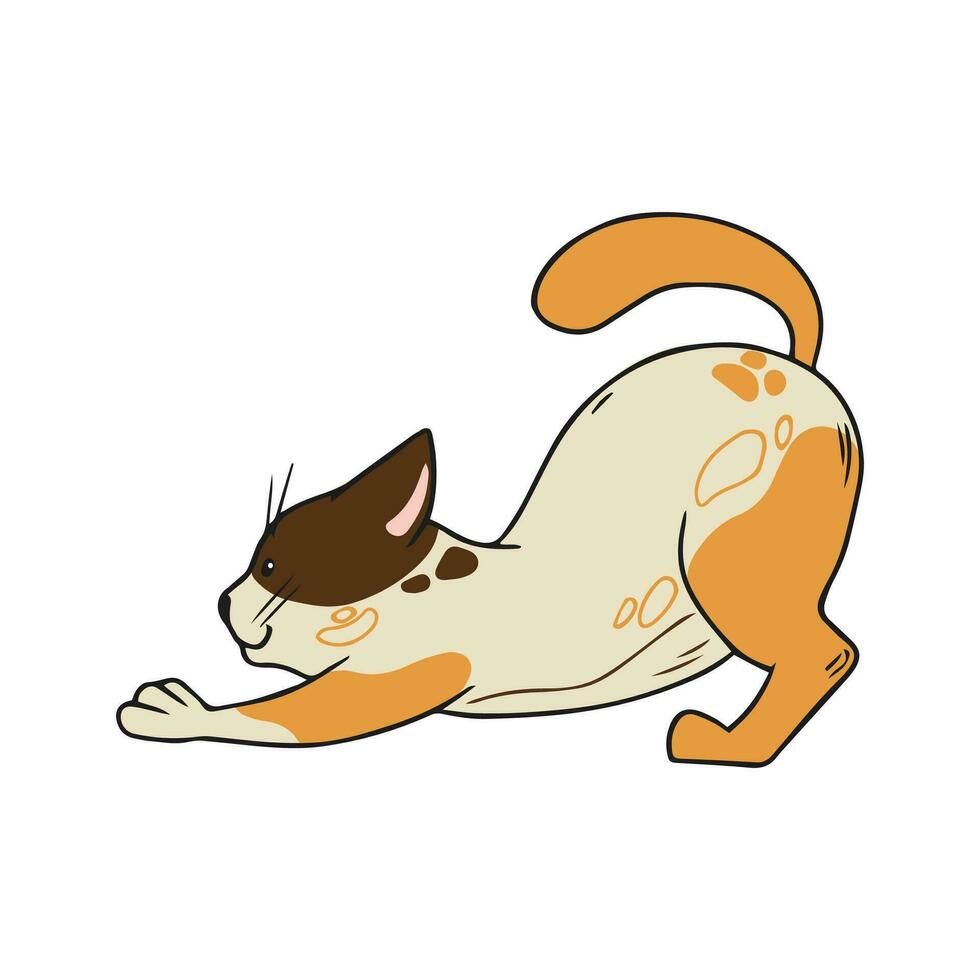 linda gato es extensión. gatito en mano dibujado estilo. vector ilustración aislado en blanco antecedentes