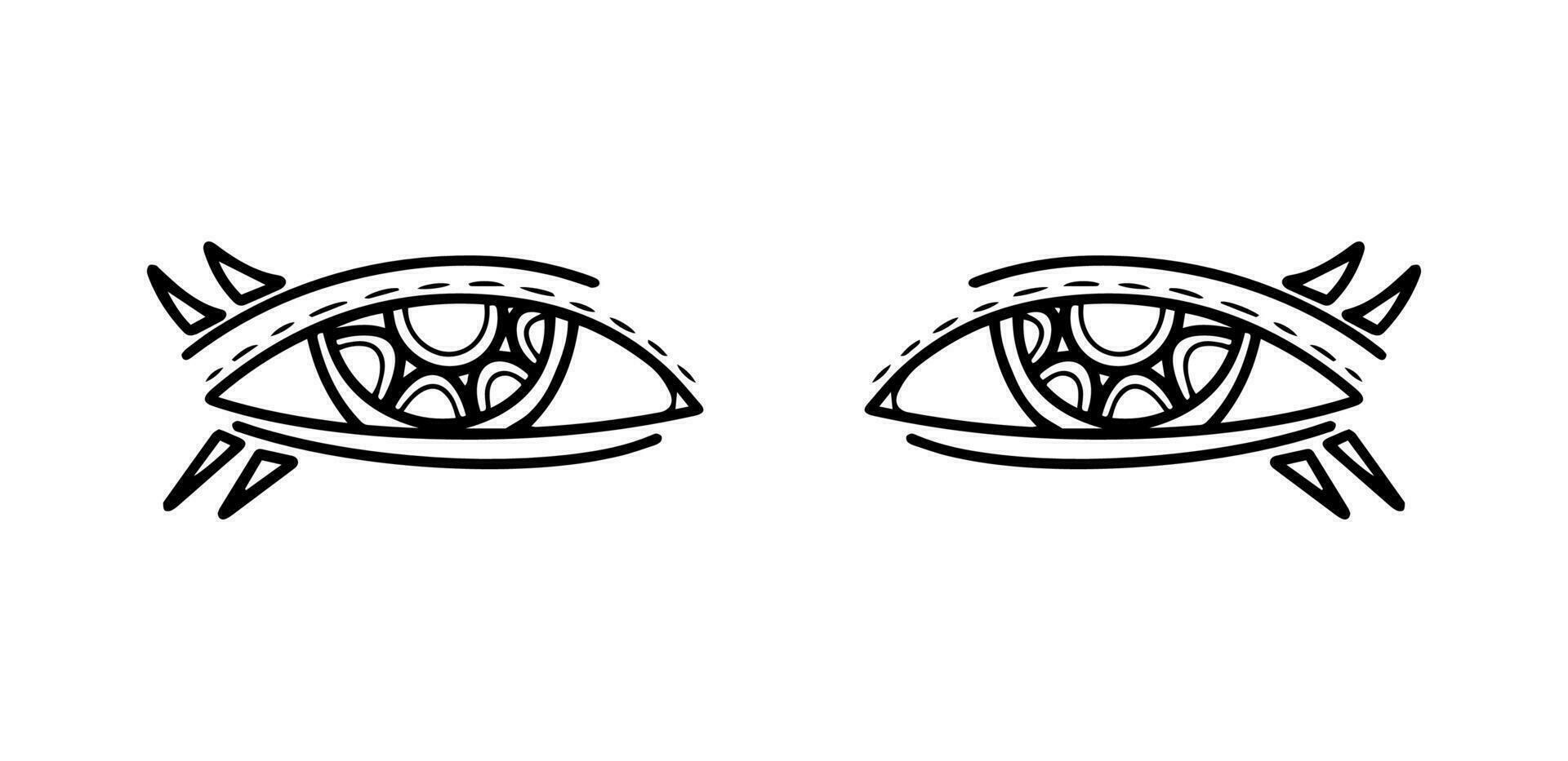 Mystic eyes. Doodle eyes collection. Hand drawn cartoon. Vector illustration isolated on white.