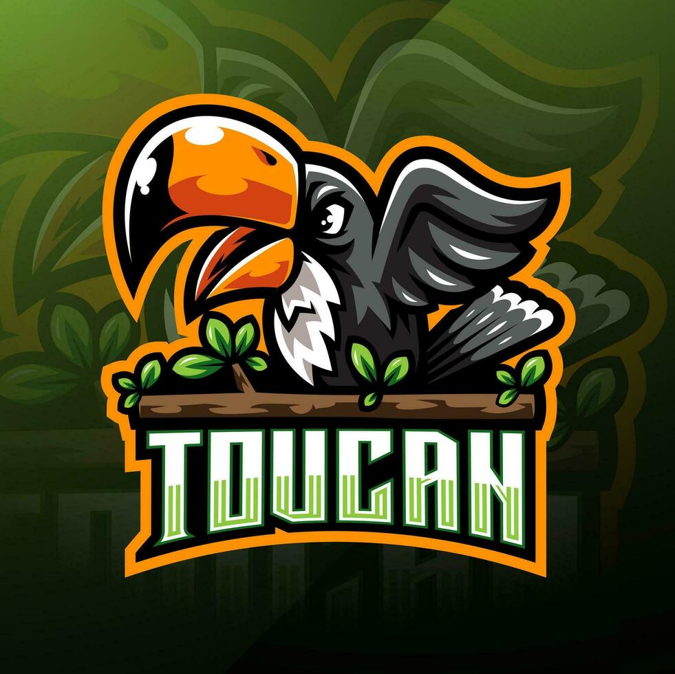 diseño de logotipo de mascota taucan esport vector