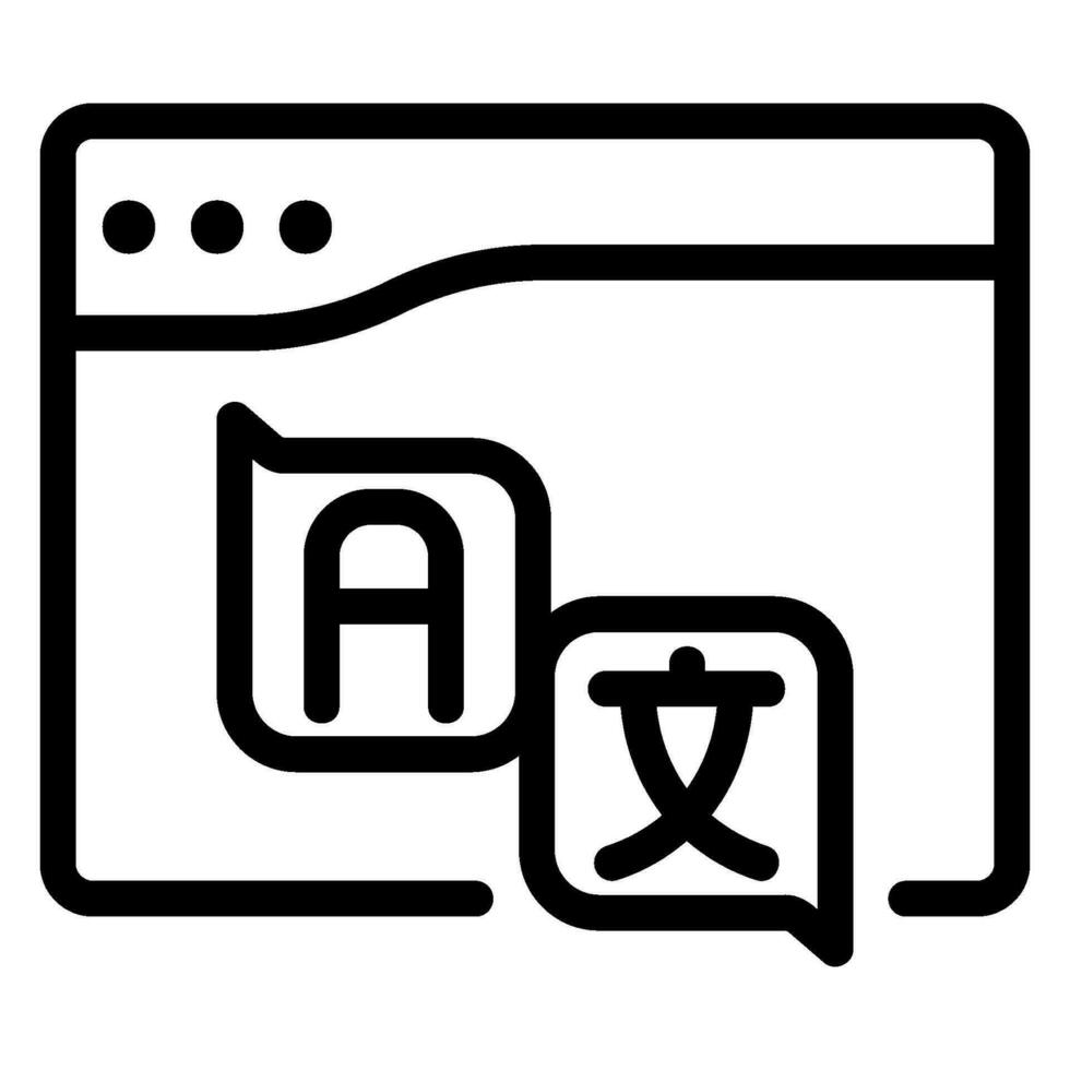 en línea traductor línea icono vector