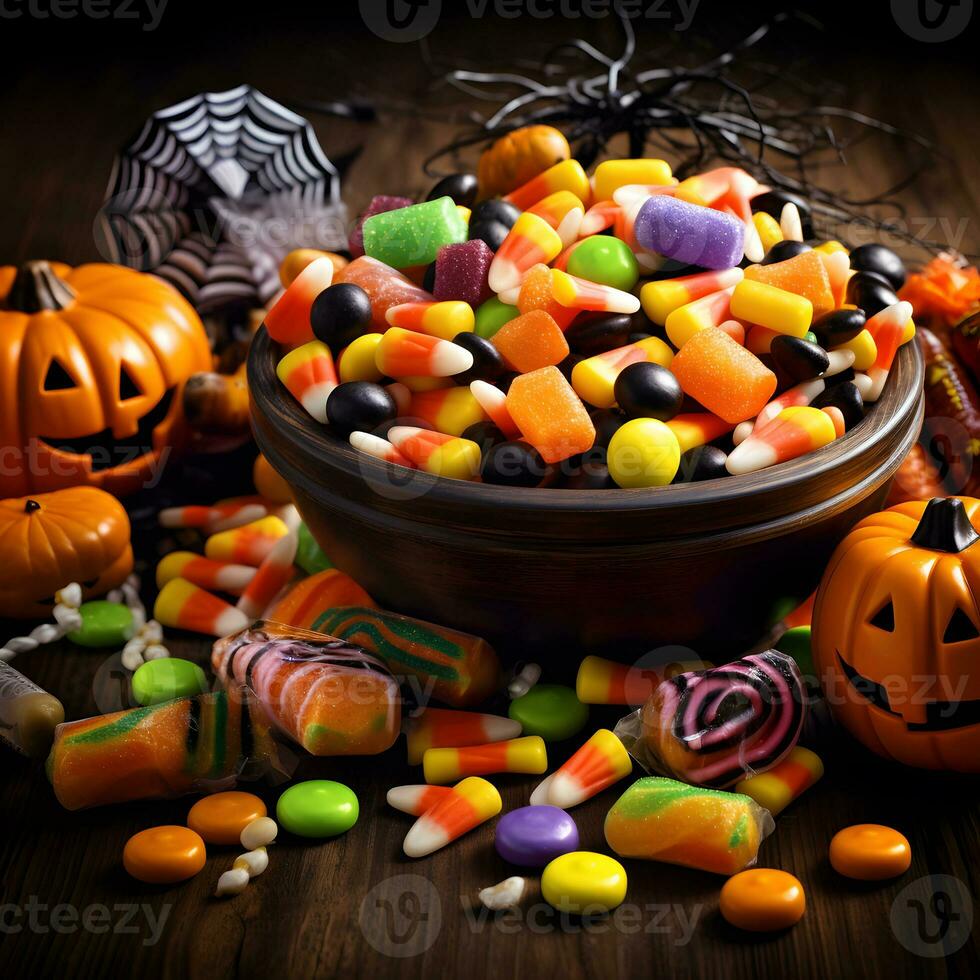 colorful halloween candy pumpkin collection photo