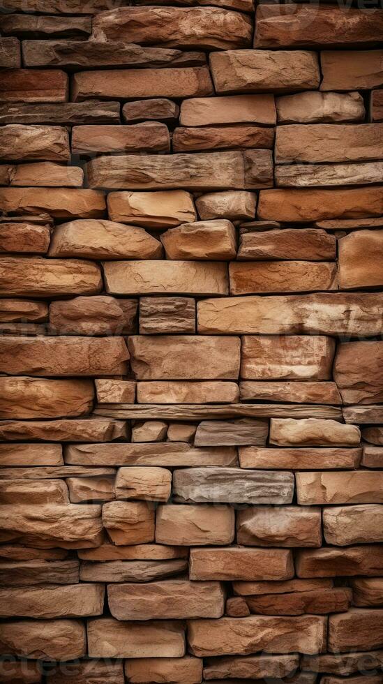 Brown stone wall texture background. ai generated photo