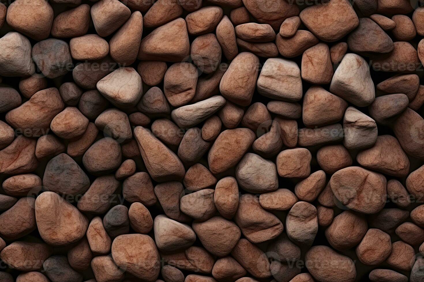 Pebbles stones background with brown toned. ai generated photo