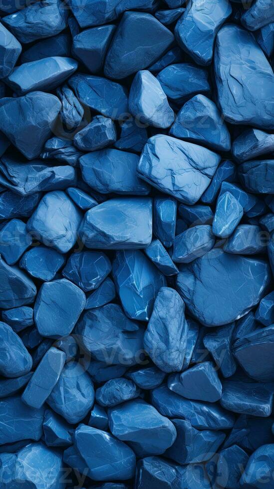 Pebbles stones background with blue toned. ai generated photo