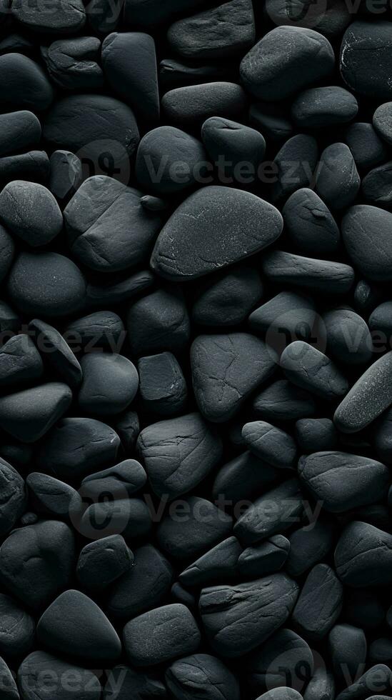 Pebbles stones background with black toned. ai generated photo