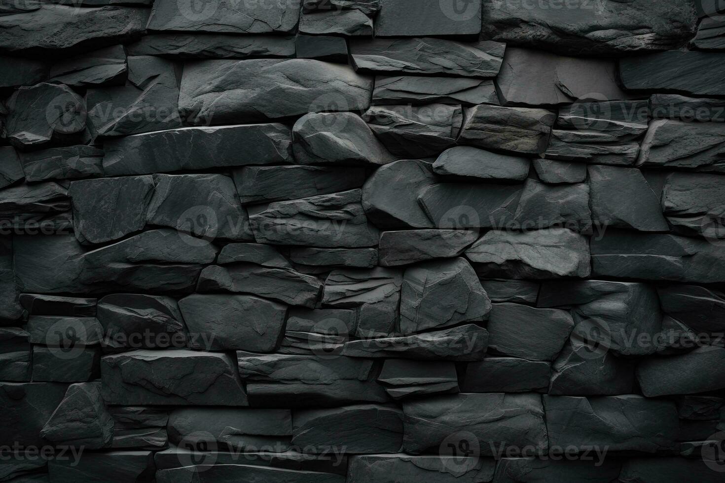 Black stone wall texture background. ai generated photo