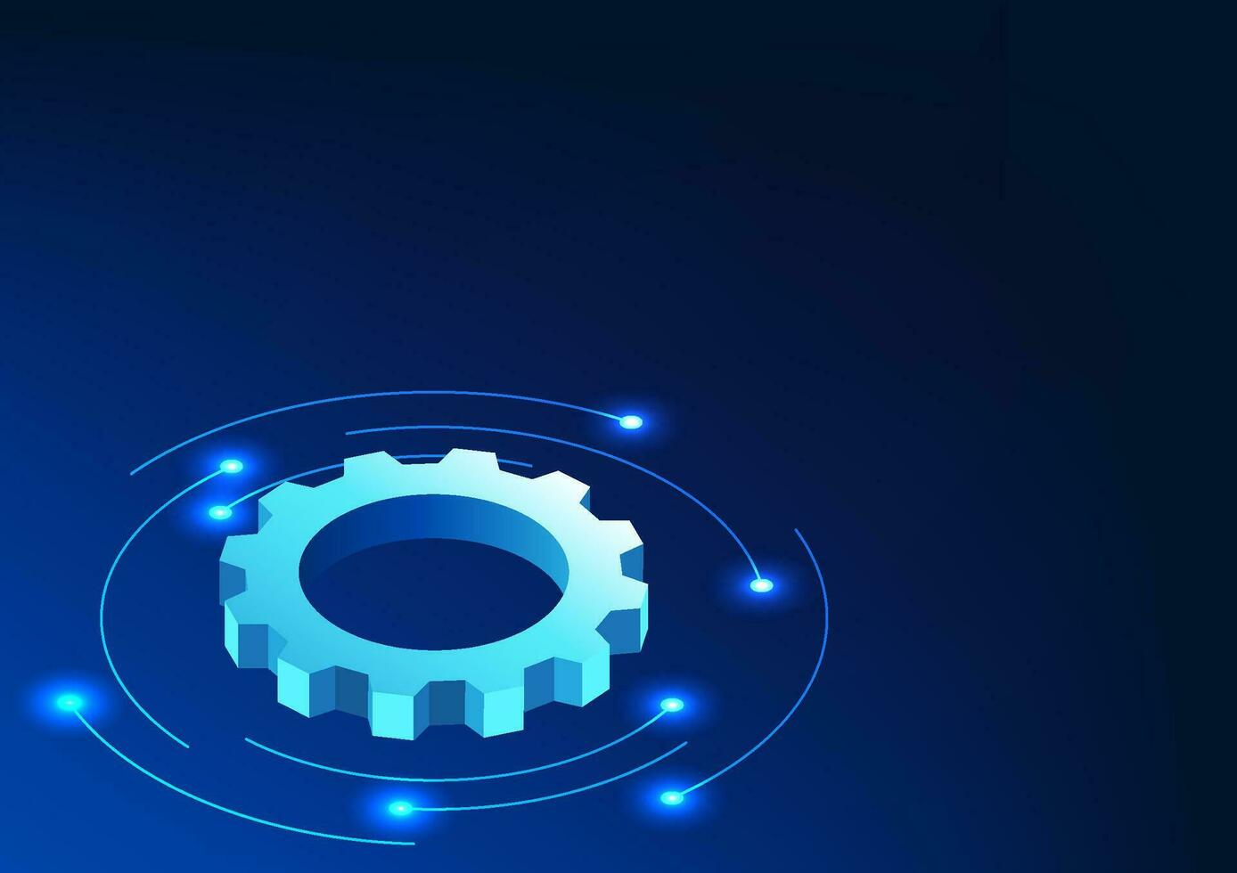 Gear technology gears placed on technology circle It conveys the development of technology that helps the well-being of people and the world's economy to grow rapidly. It's a vector illustration.