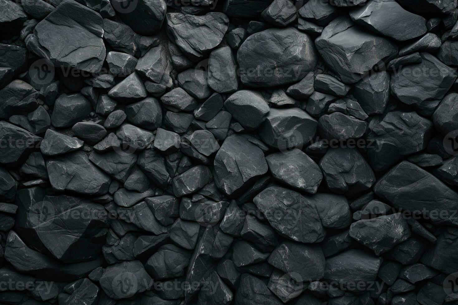 Pebbles stones background with black toned. ai generated photo