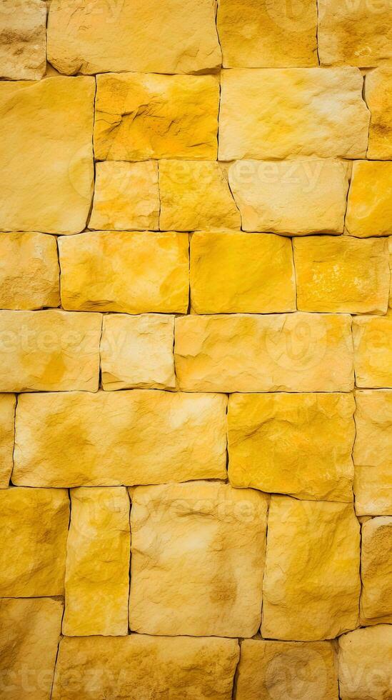 Yellow stone wall texture background. ai generated photo