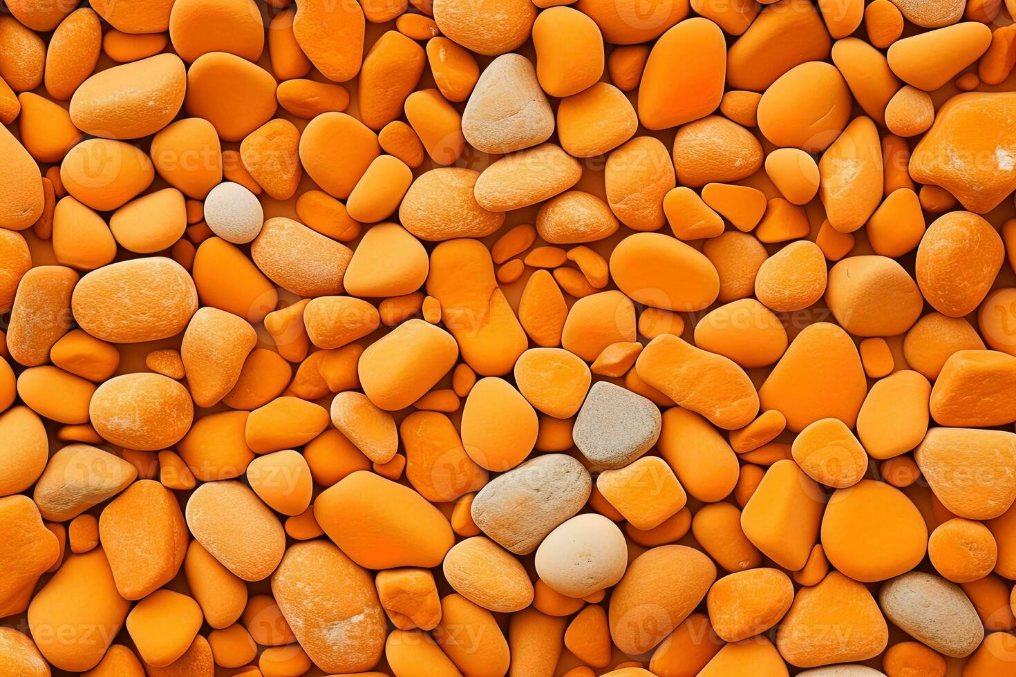 Pebbles stones background with orange toned. ai generated photo