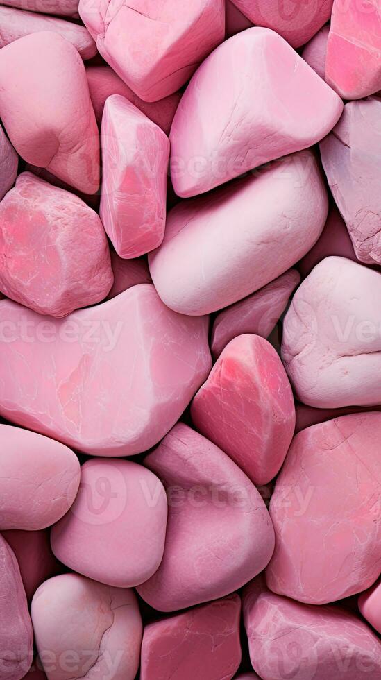 Pebbles stones background with pink toned. ai generated photo