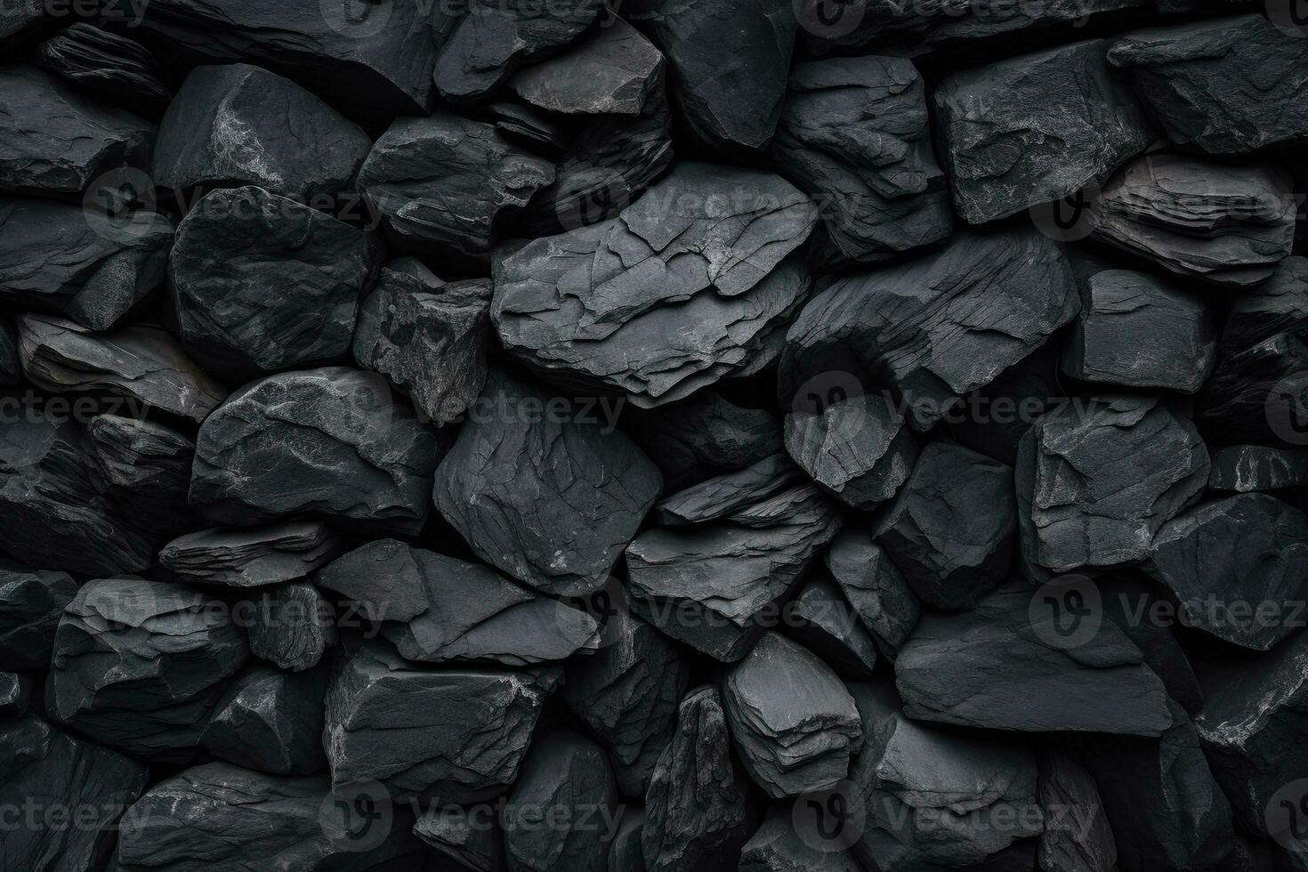 Pebbles stones background with black toned. ai generated photo