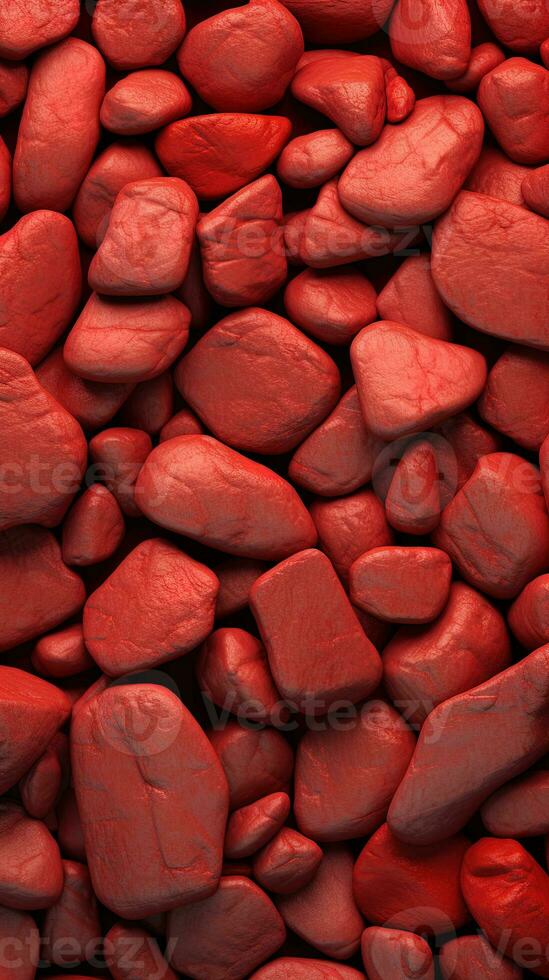 Pebbles stones background with red toned. ai generated photo