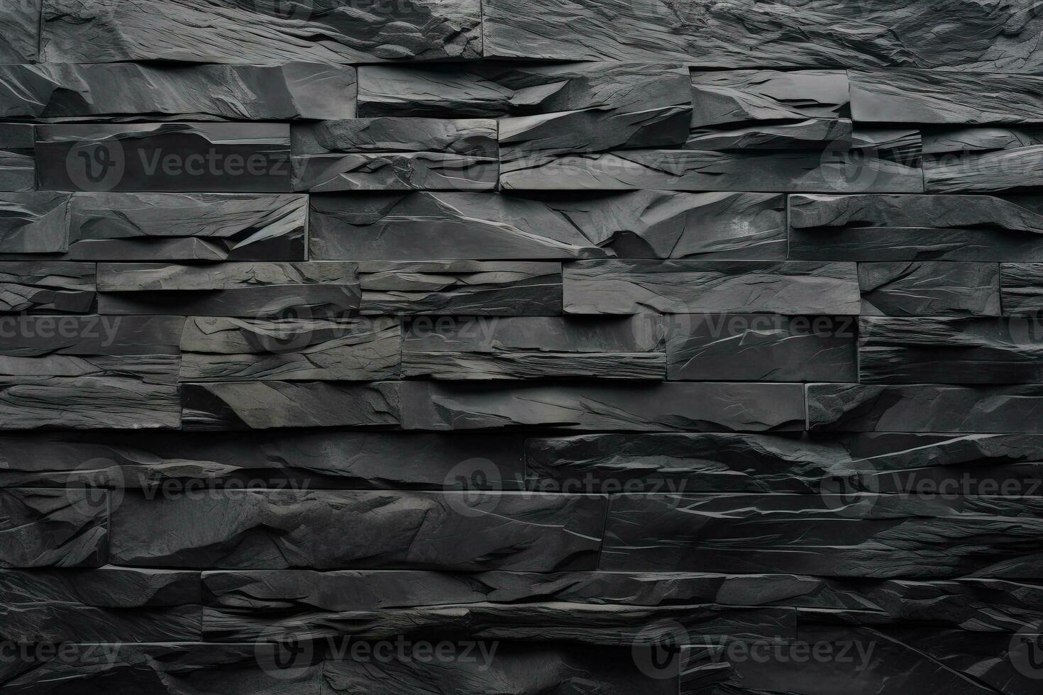 Black stone wall texture background. ai generated photo