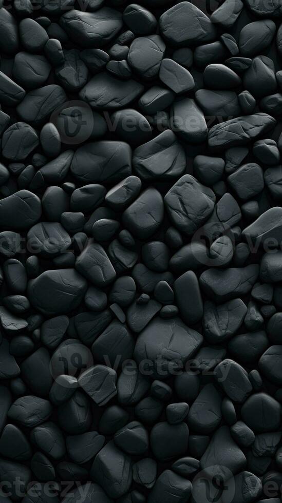 Pebbles stones background with black toned. ai generated photo