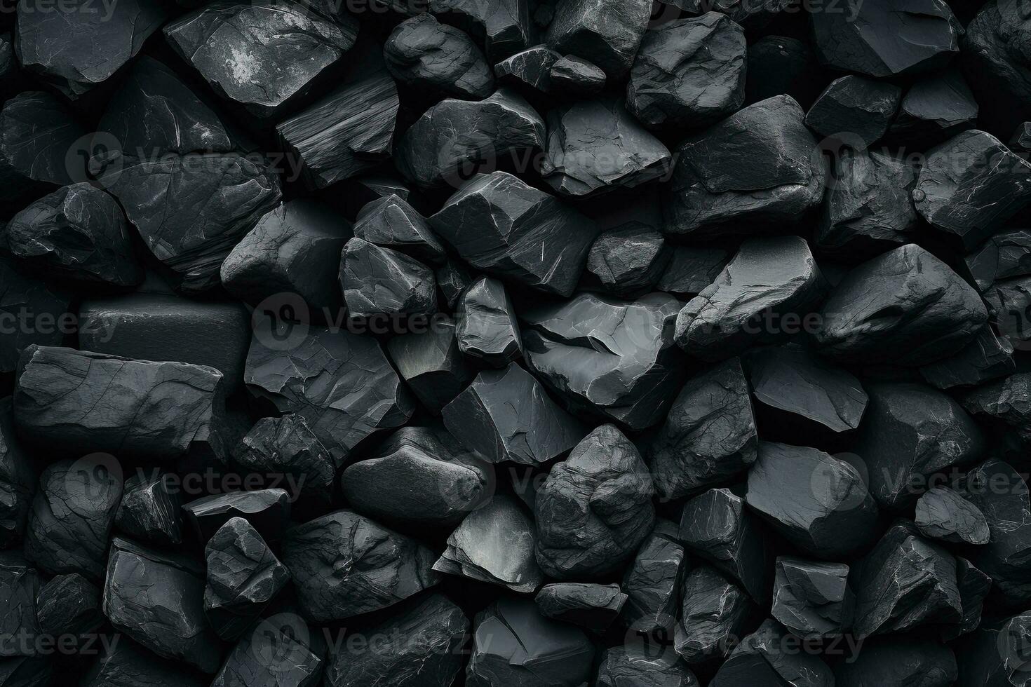 Pebbles stones background with black toned. ai generated photo