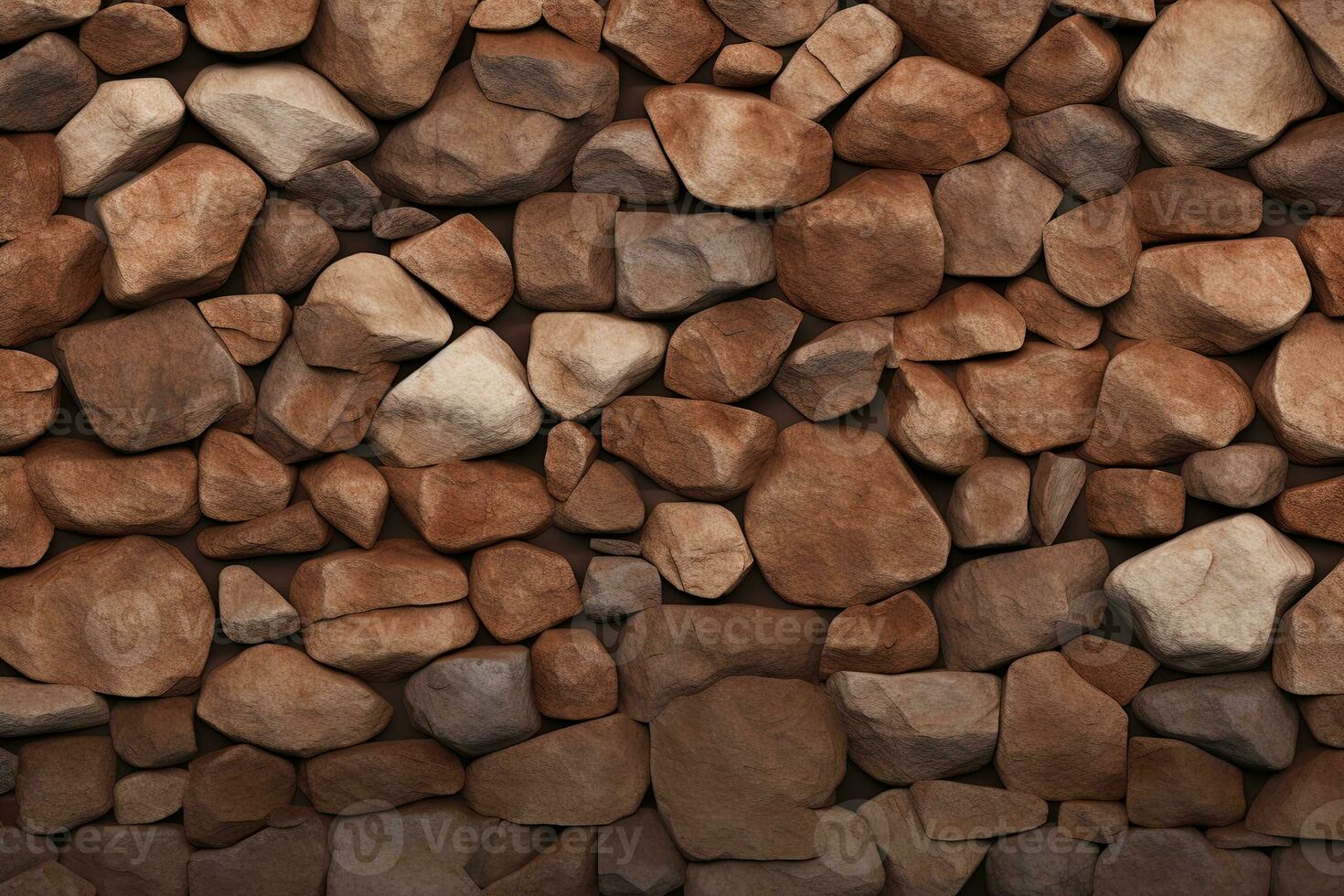 Pebbles stones background with brown toned. ai generated photo