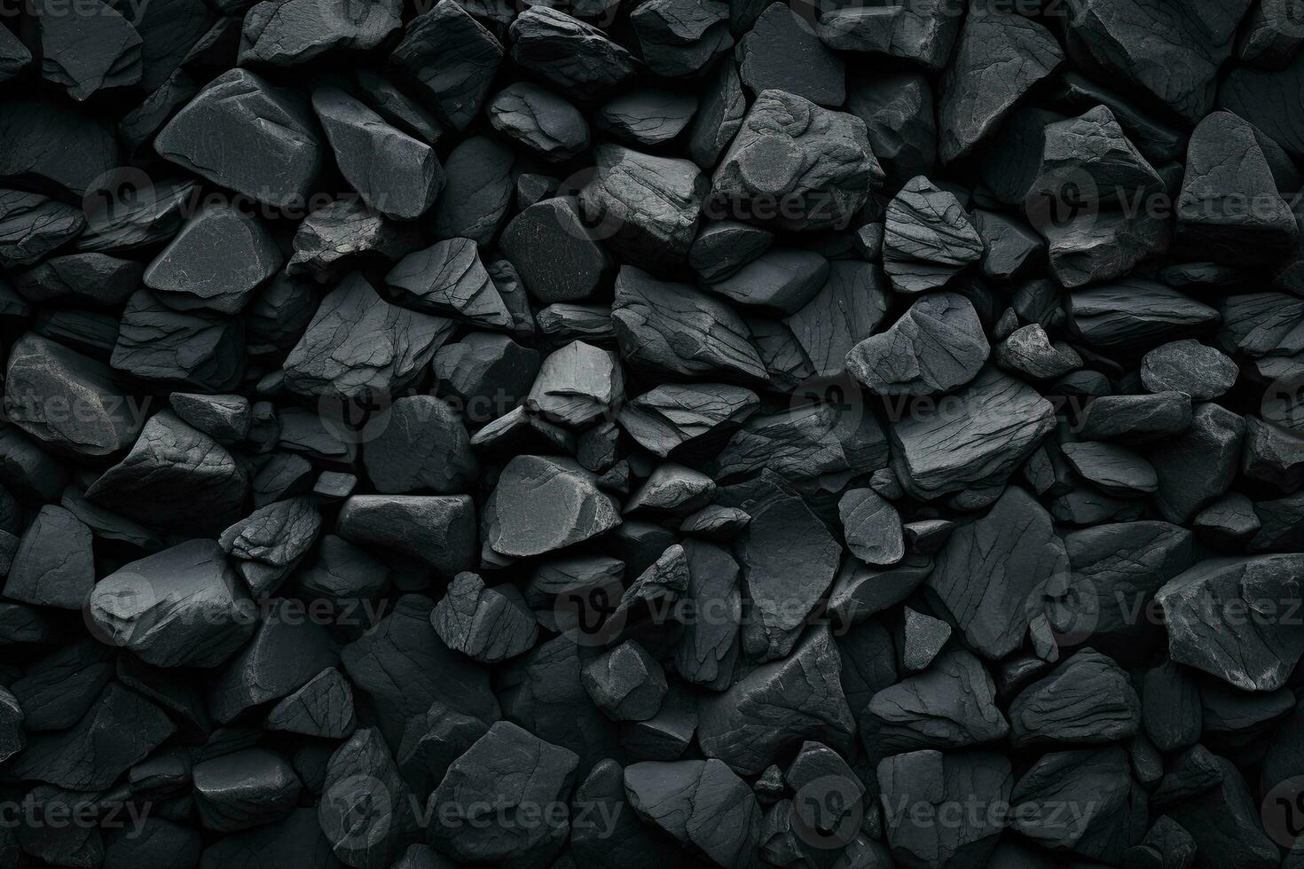 Pebbles stones background with black toned. ai generated photo