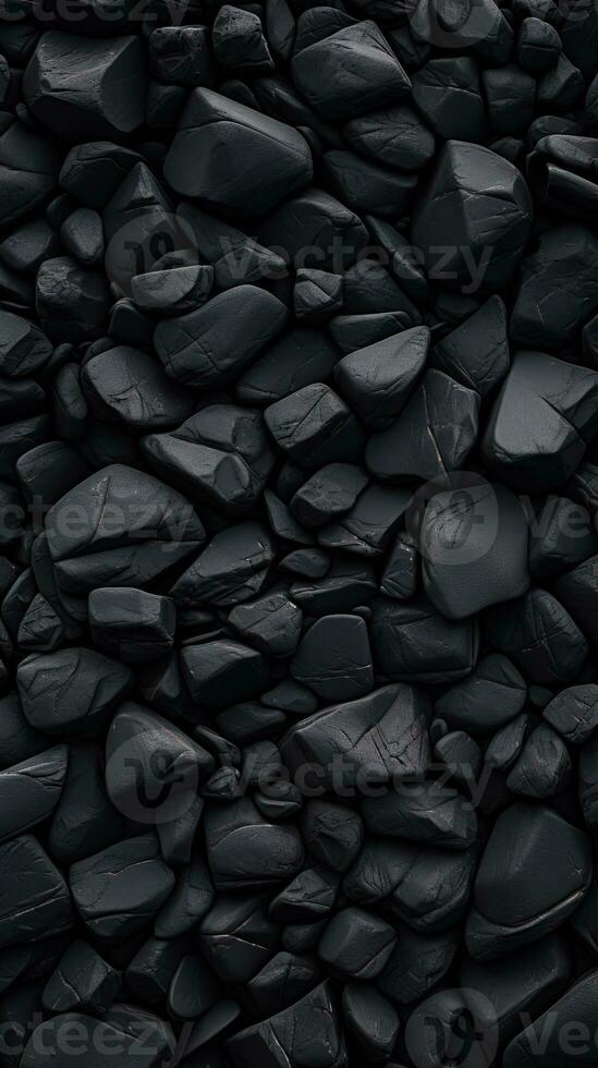 Pebbles stones background with black toned. ai generated photo