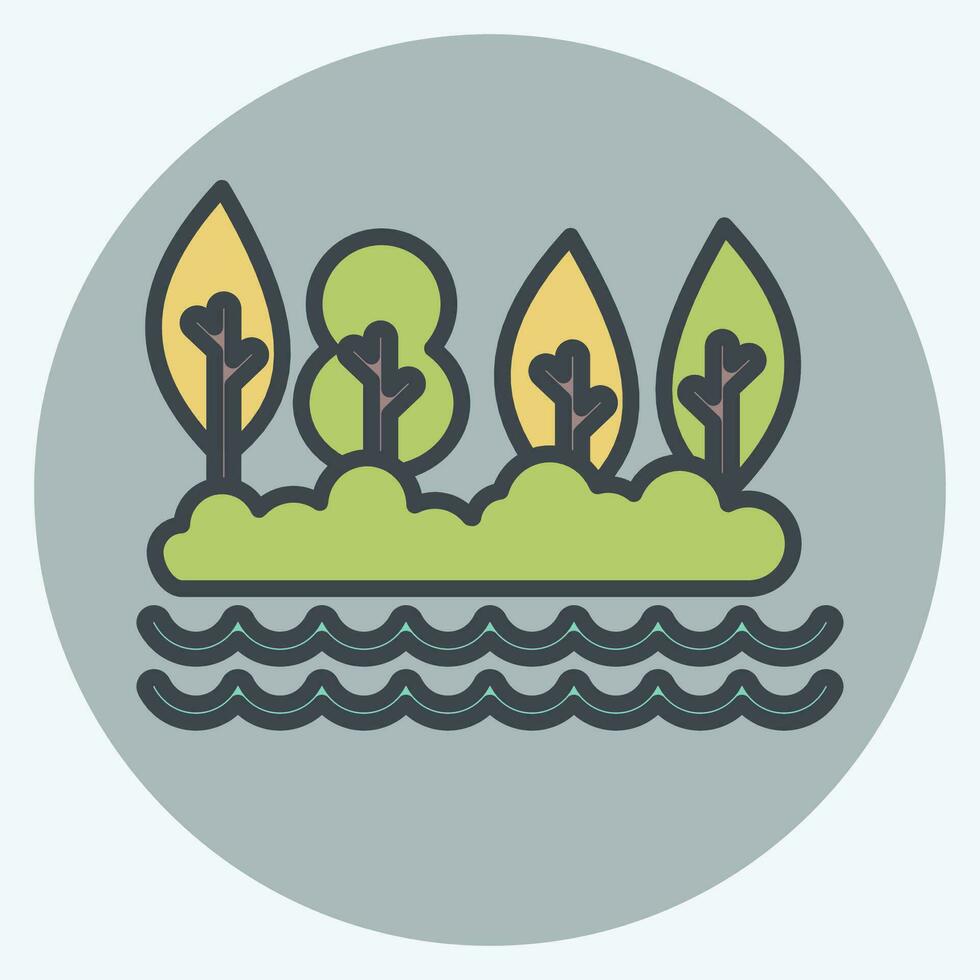 Icon Lake. related to Alaska symbol. color mate style. simple design editable. simple illustration vector