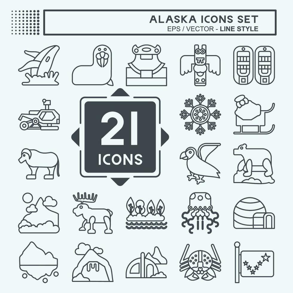 Icon Set Alaska. related to Education symbol. line style. simple design editable. simple illustration vector