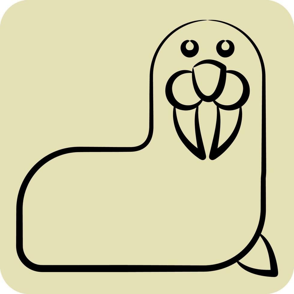 Icon Walrus. related to Alaska symbol. hand drawn style. simple design editable. simple illustration vector
