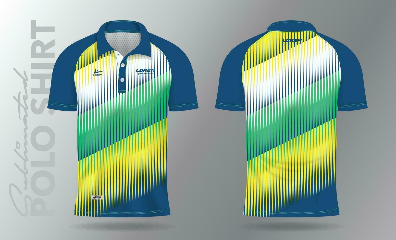 Sublimation blue green and yellow Polo Shirt mockup template design vector