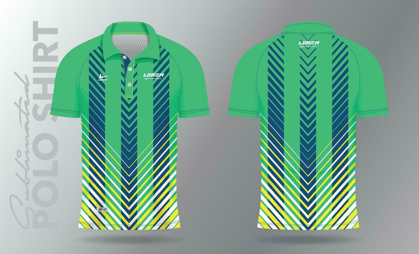 Sublimation blue green and yellow Polo Shirt mockup template design vector