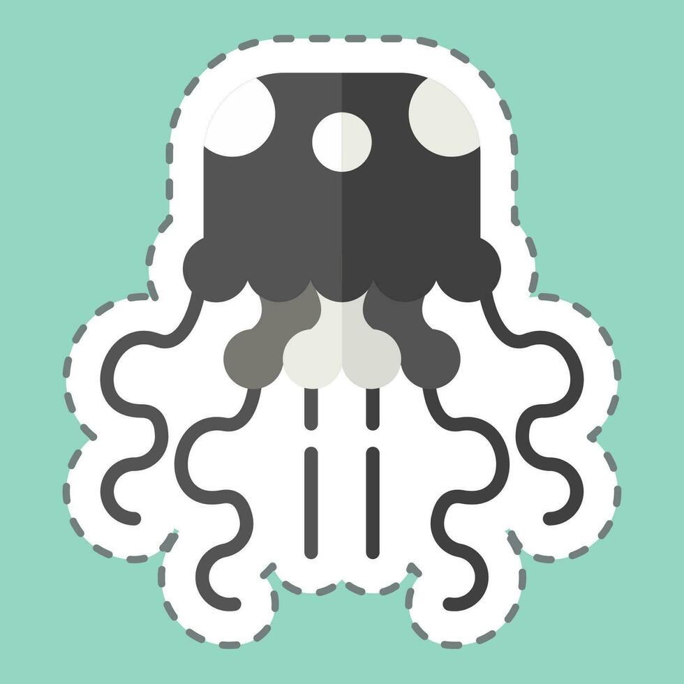 Sticker line cut Jellyfish. related to Alaska symbol. simple design editable. simple illustration vector