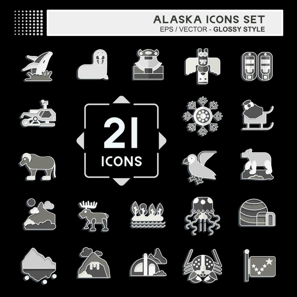 Icon Set Alaska. related to Education symbol. glossy style. simple design editable. simple illustration vector