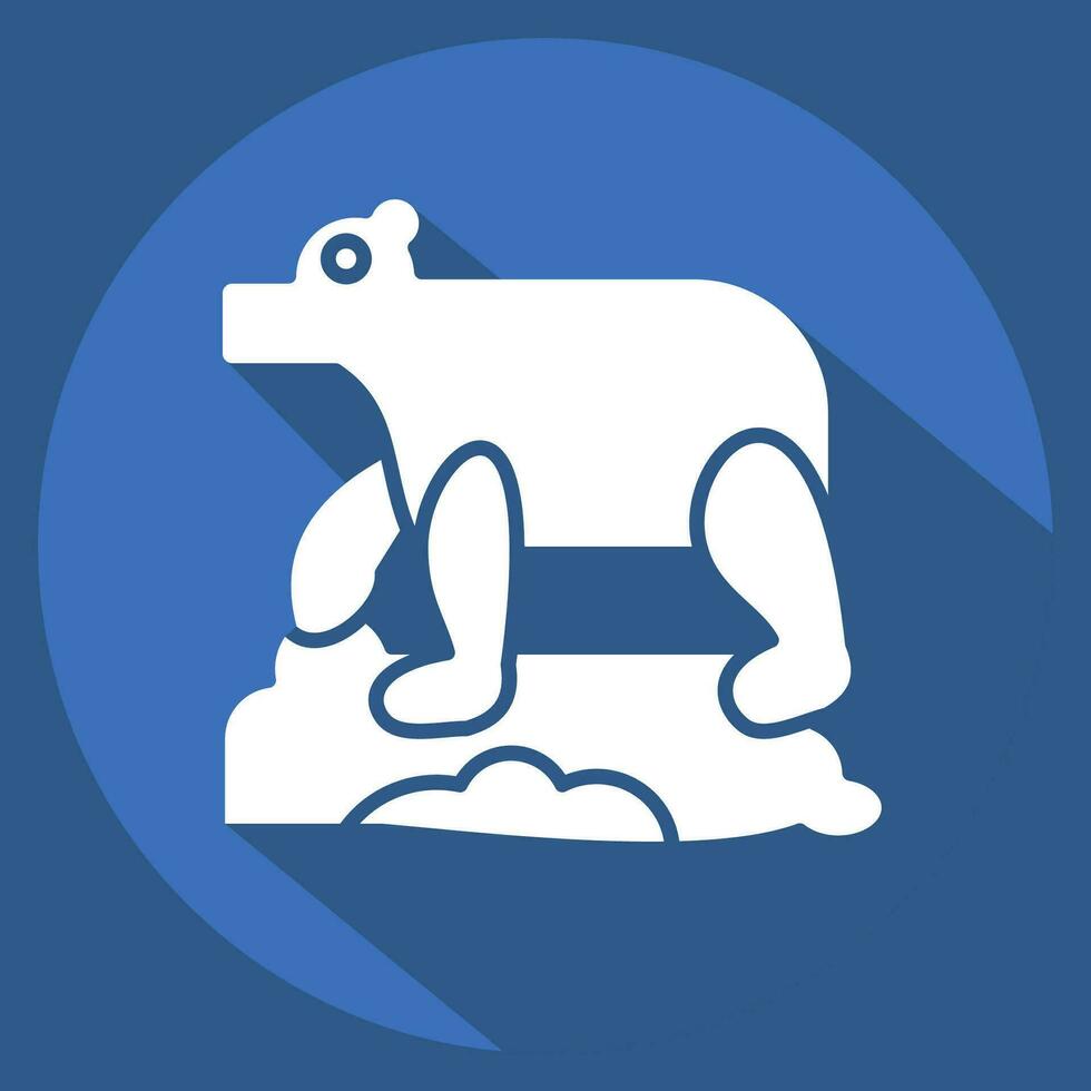 Icon Polar Bear. related to Alaska symbol. long shadow style. simple design editable. simple illustration vector