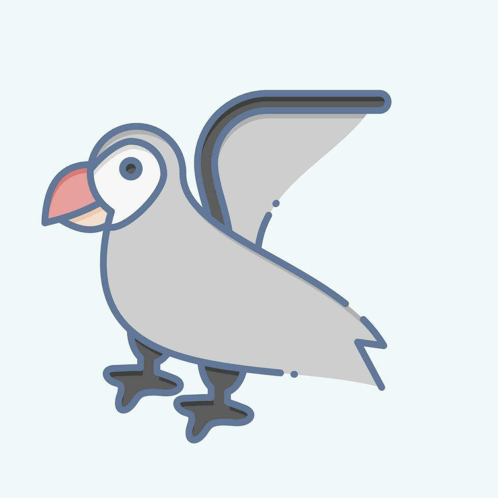 Icon Puffin. related to Alaska symbol. doodle style. simple design editable. simple illustration vector